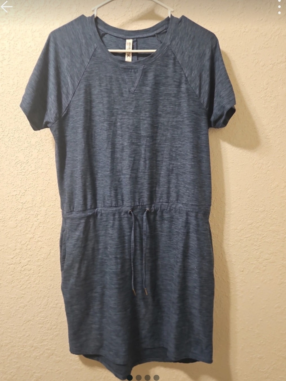 Kyodan Heathered Navy Drawstring Waist Short Sleeve Tunic